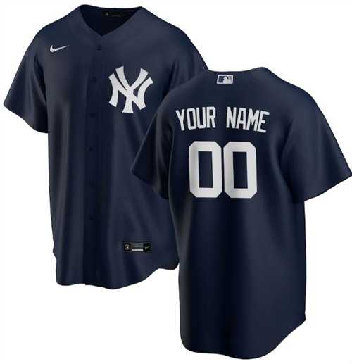 Mens New York Yankees Customized Navy Stitched MLB Jersey->customized mlb jersey->Custom Jersey